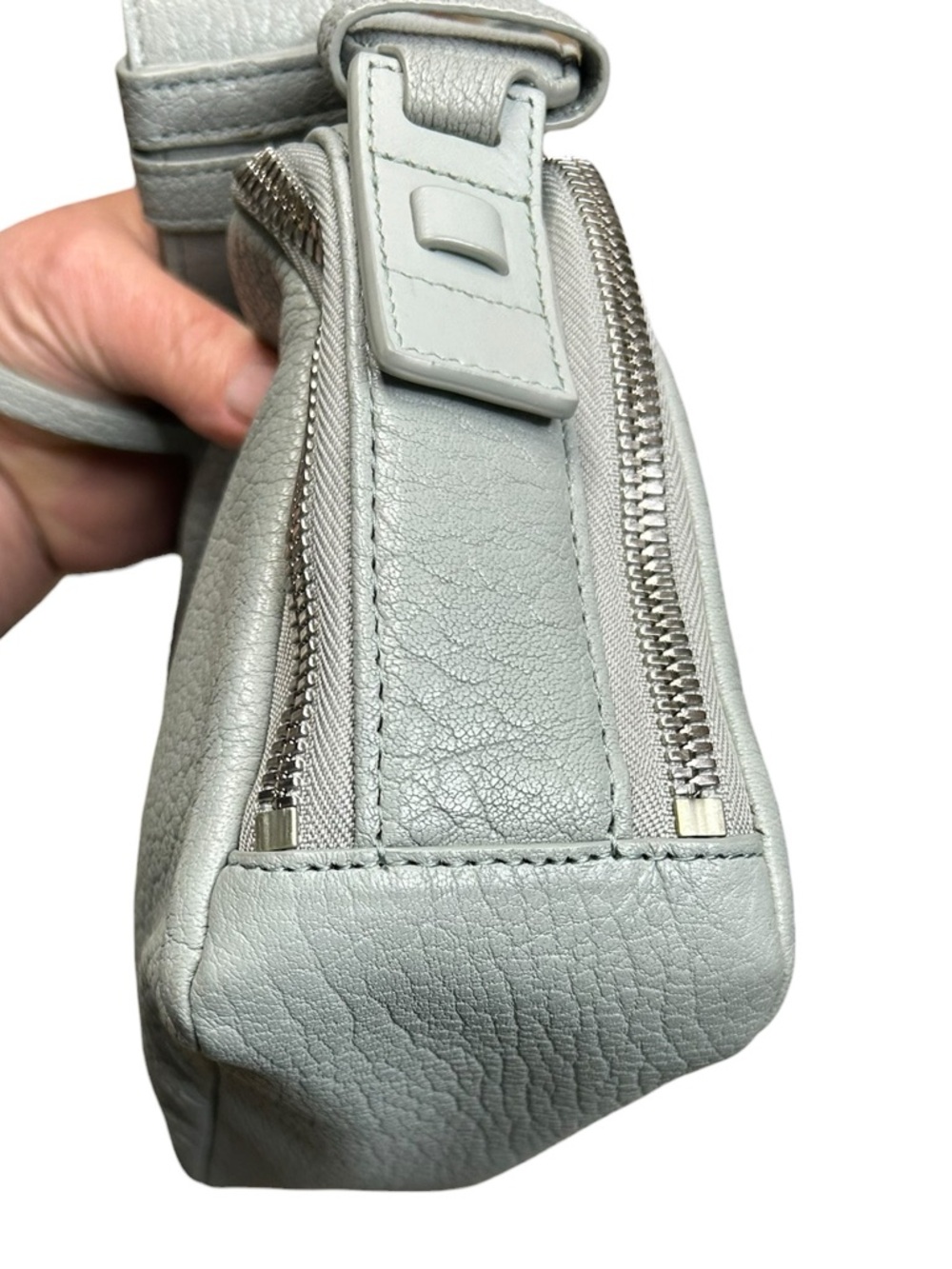 All Saints Vincent Lamb Leather Crossbody Bag Gray - Picture 5 of 15